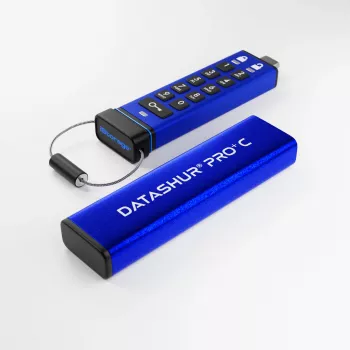 iStorage datAshur PRO+C 512 GB | Certyfikat FIPS 140-3 Level 3 | Bezpieczny napęd USB typu C | 256-bitowe sprzętowe szyfrowanie AES-XTS | Chroniony kodem PIN | W zestawie adapter typu C-A