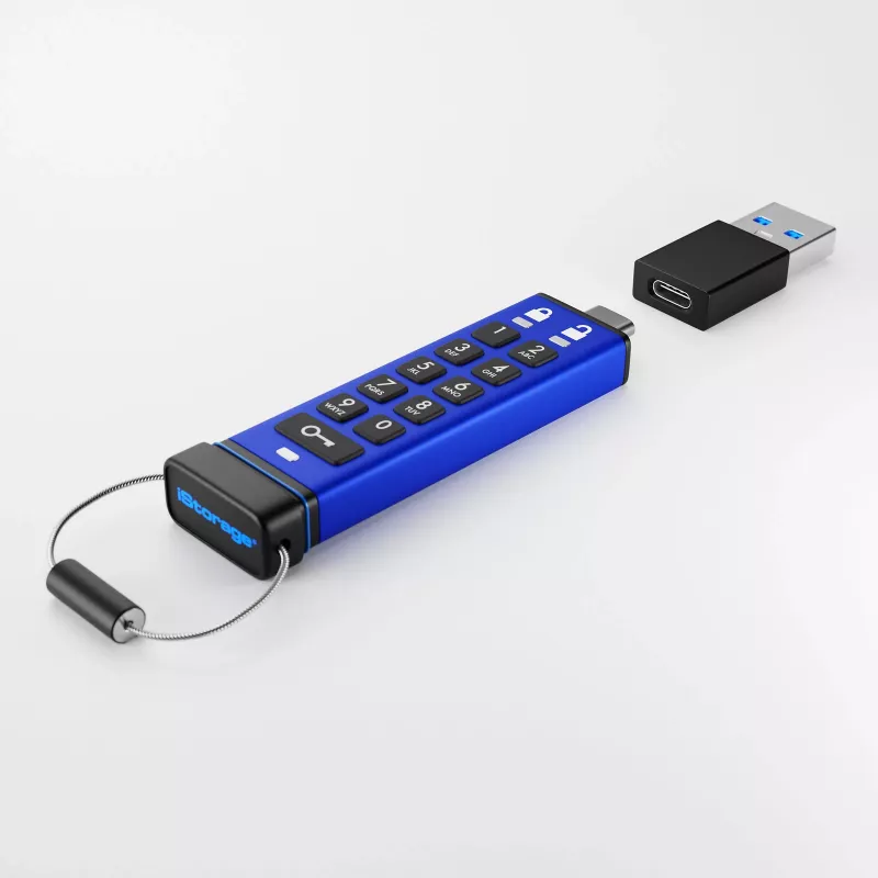 iStorage datAshur PRO+C 512 GB | Certyfikat FIPS 140-3 Level 3 | Bezpieczny napęd USB typu C | 256-bitowe sprzętowe szyfrowanie AES-XTS | Chroniony kodem PIN | W zestawie adapter typu C-A