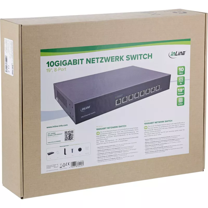 Przełącznik sieciowy InLine 32308A Niezarządzalny 10G Ethernet (100/1000/10000) Czarny