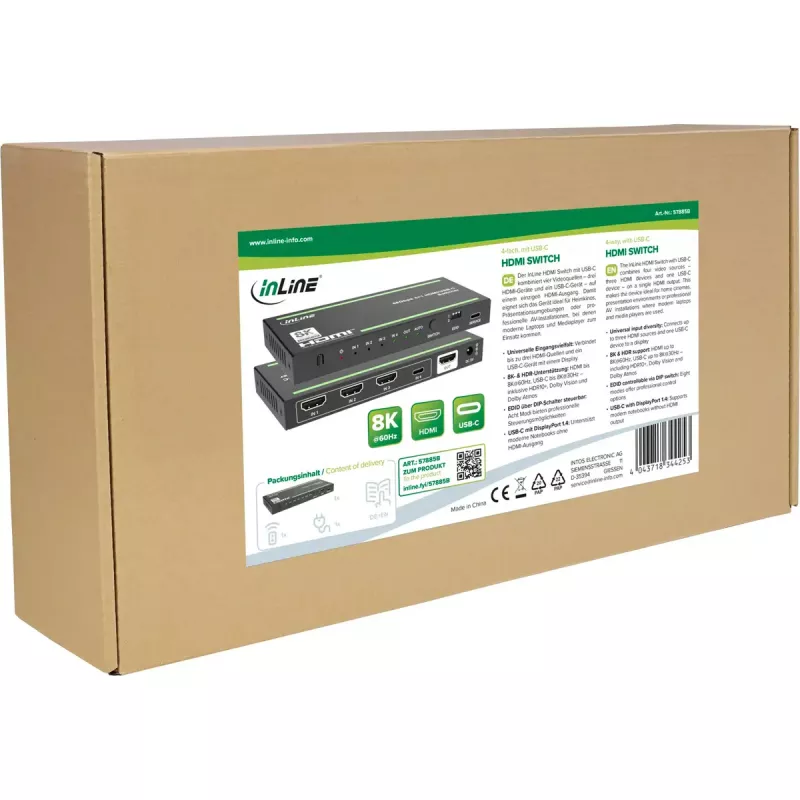 Przełącznik HDMI InLine 57885B z USB-C