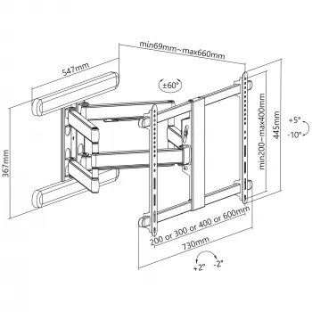 InLine Premium Aluminium Wall Mount for płaski TV 37-80 inch biały 70 kg