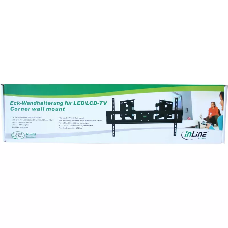 InLine narożny uchwyt ścienny do TFT / LED / Plasma 37 cali do 63 cali do 60 kg