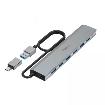 Hama 00200137 koncentrator interfejsów USB 3.2 Gen 1 (3.1 Gen 1) Type-A + Type-C 5000 Mbit/s Antracyt
