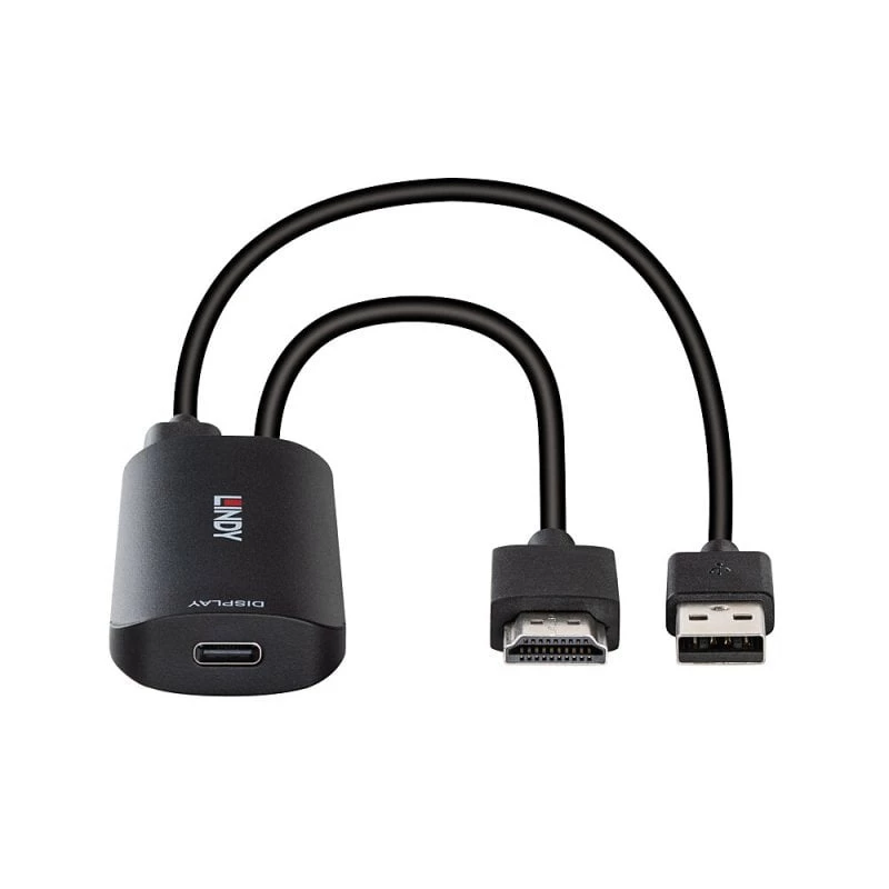 Konwerter HDMI na USB Type-C Lindy 43423 z zasilaniem USB, kabel 0,2 m, złącza HDMI + USB-C