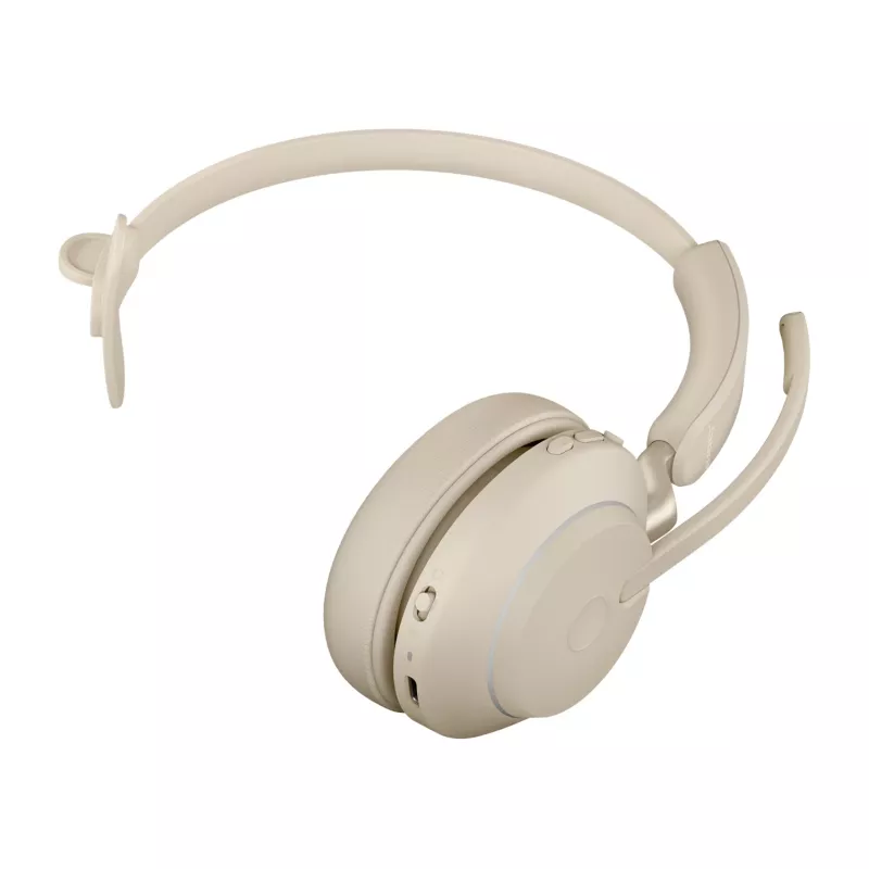 Jabra Evolve2 65 USB-C UC Stacja ładująca Mono - Beżowy, Bezprzewodowy, Biuro/Centrum telefoniczne, 20 - 20000 Hz, 99,2 g, Słuchawki, Beżowy