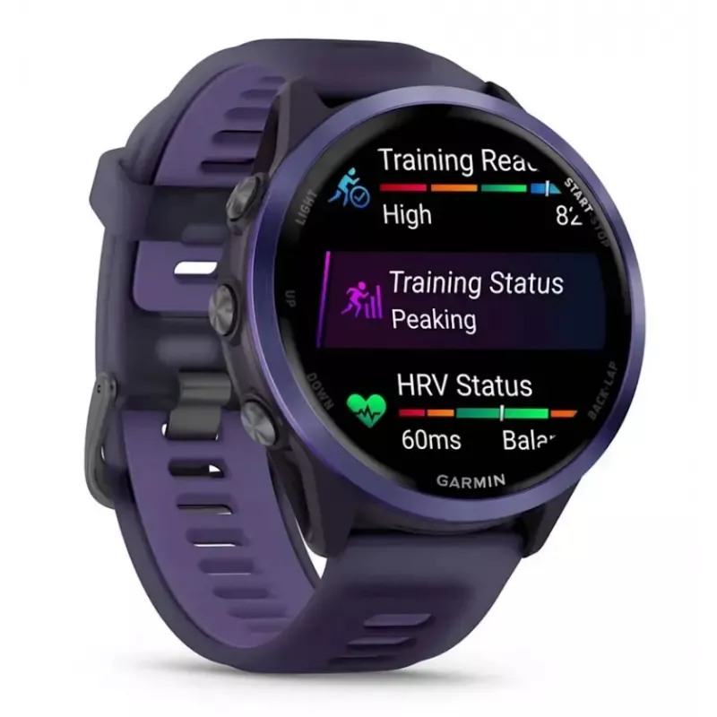Smartwatch GARMIN Forerunner 570 47 mm — 1.4 cal AMOLED 454×454, ekran dotykowy, Wi‑Fi, GPS, 8 GB, fioletowy, 50 g