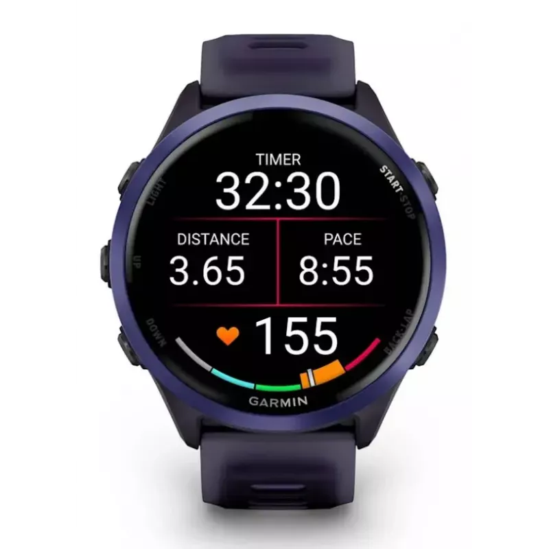 Smartwatch GARMIN Forerunner 570 47 mm — 1.4 cal AMOLED 454×454, ekran dotykowy, Wi‑Fi, GPS, 8 GB, fioletowy, 50 g