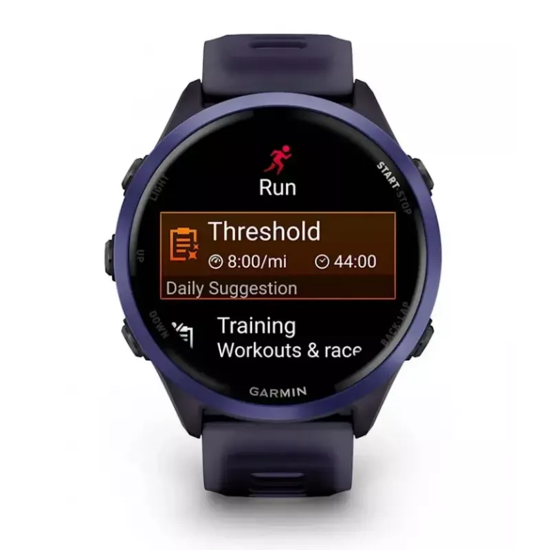 Smartwatch GARMIN Forerunner 570 47 mm — 1.4 cal AMOLED 454×454, ekran dotykowy, Wi‑Fi, GPS, 8 GB, fioletowy, 50 g