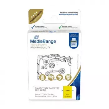 Plastikowa kaseta z taśmą MediaRange TZ-631 12mm czarny na żółtym