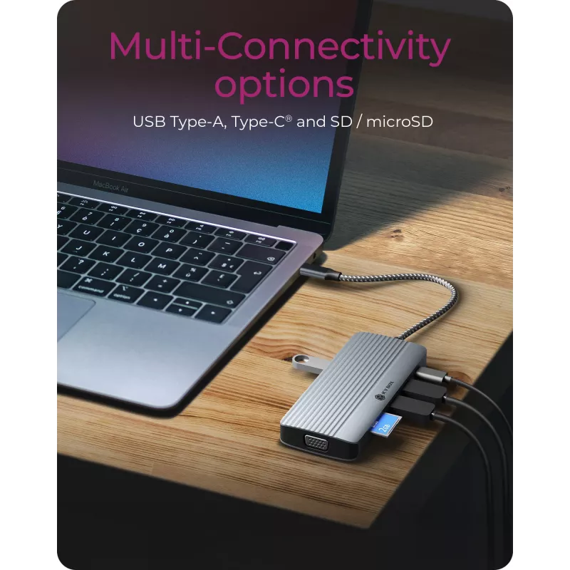 Stacja dokująca ICY BOX IB-DK4040a-CPD — 10-w-1 USB-C, HDMI 4K60Hz, VGA, 3×USB-A, Gigabit LAN, PD 100W, SD/MicroSD, aluminium