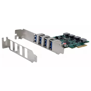 EXSYS 4-Port USB 3.2 Gen 1 PCIe Card z własnym zasilaniem 3A Renesas