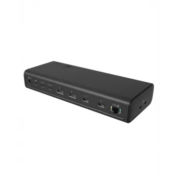 ICY BOX Stacja dokująca 17-w-1, sześć wyjść wideo, przewodowa, USB 3.2 Gen 2 (3.1 Gen 2) Typu-C, 140 W, 3.5 mm, 10,100,1000,2500 Mbit/s, Czarny
