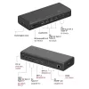 ICY BOX Stacja dokująca 17-w-1, sześć wyjść wideo, przewodowa, USB 3.2 Gen 2 (3.1 Gen 2) Typu-C, 140 W, 3.5 mm, 10,100,1000,2500 Mbit/s, Czarny