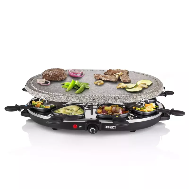 Princess 162720 Raclette 8 Owocowy Kamienny Grill Imprezowy 1200W 8 patelni