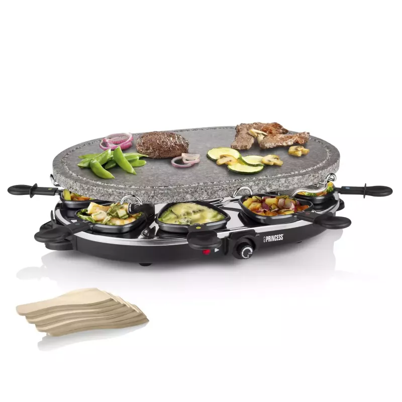 Princess 162720 Raclette 8 Owocowy Kamienny Grill Imprezowy 1200W 8 patelni