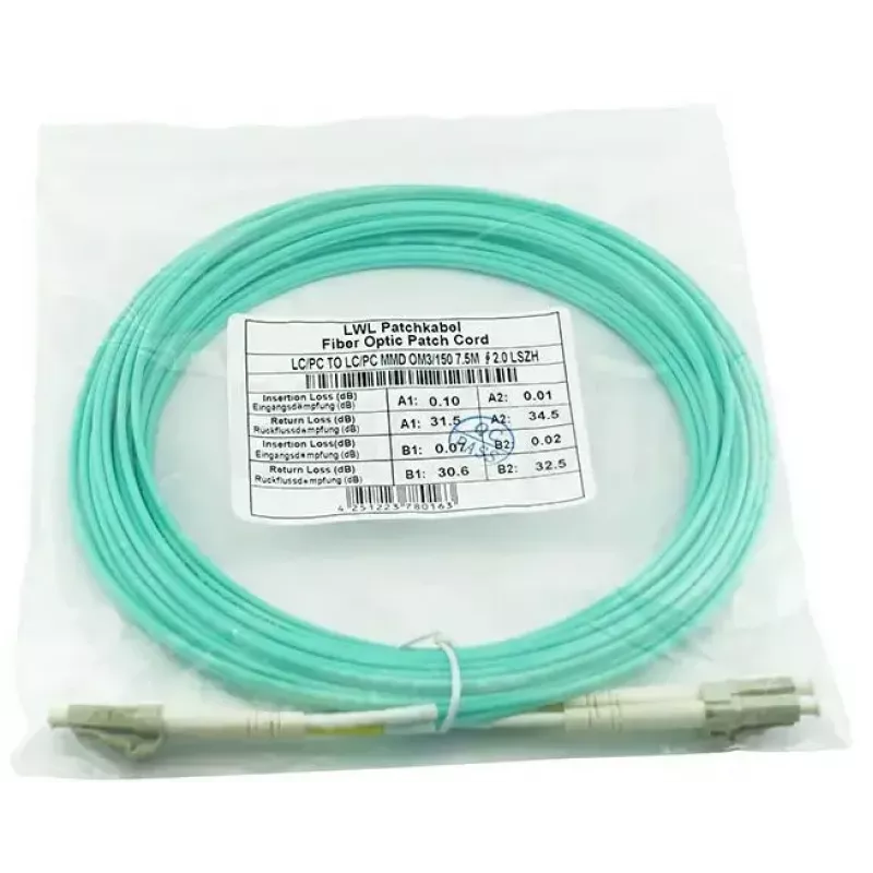 Światłowodowy kabel BlueOptics 050502T512000030M-BO 2x LC 2x SC LC/APC OM3 30 m Zielony