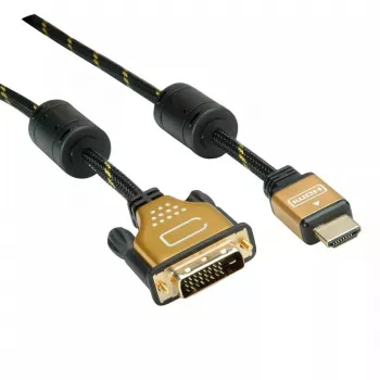 Adapter kabla wideo ROLINE 11.04.5895 10 m HDMI DVI Czarny Złoty