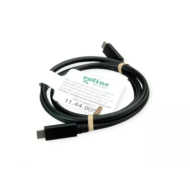 Kabel USB ROLINE zielony 11.44.9056 USB 3.2 Gen 2 1m USB C Czarny