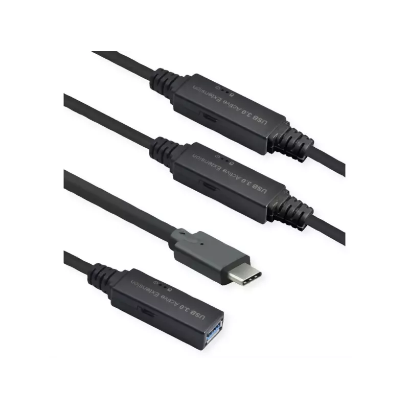 ROLINE USB kabel 12.04.1068 USB 3.2 Gen 1 20 m USB C USB A Czarny