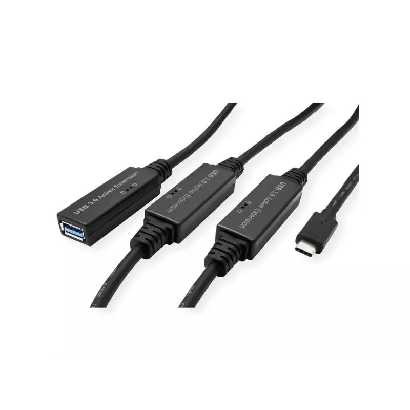 ROLINE USB kabel 12.04.1068 USB 3.2 Gen 1 20 m USB C USB A Czarny