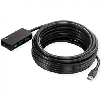 ROLINE USB 3.2 Gen 1 Hub 4 Porty z Repeaterem czarny 10 m