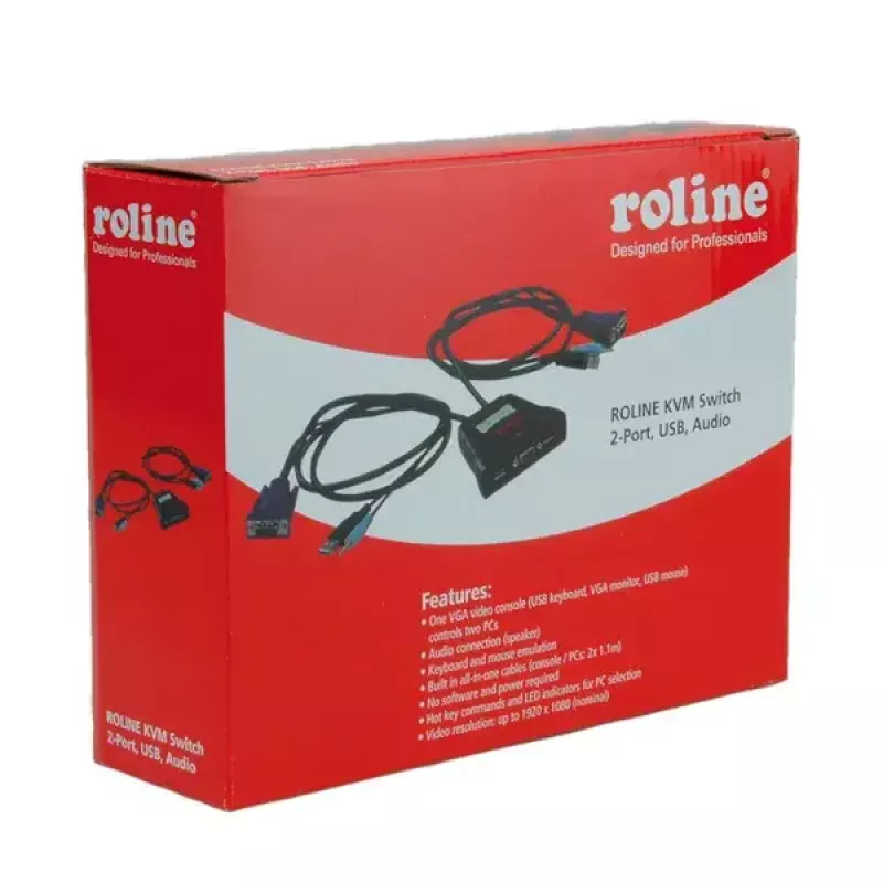 Przełącznik KVM ROLINE Star 1 użytkownik 2 komputery Audio USB