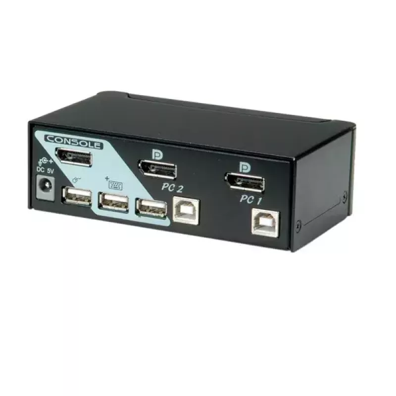 Przełącznik KVM ROLINE 1 użytkownik 2 komputery DisplayPort z hubem USB