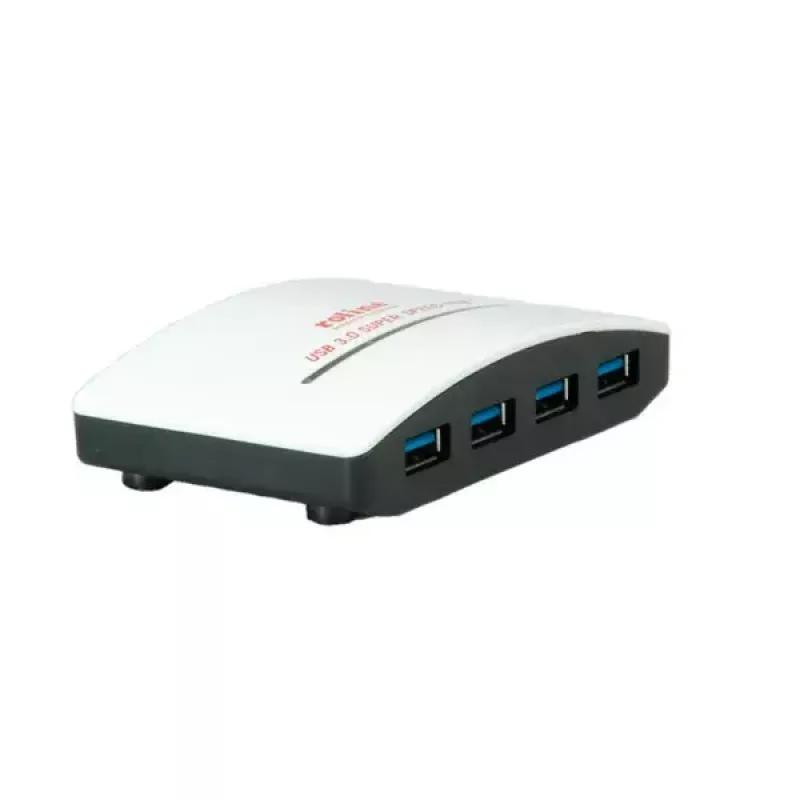 Koncentrator USB ROLINE Czarno-Biały 4 porty z zasilaczem