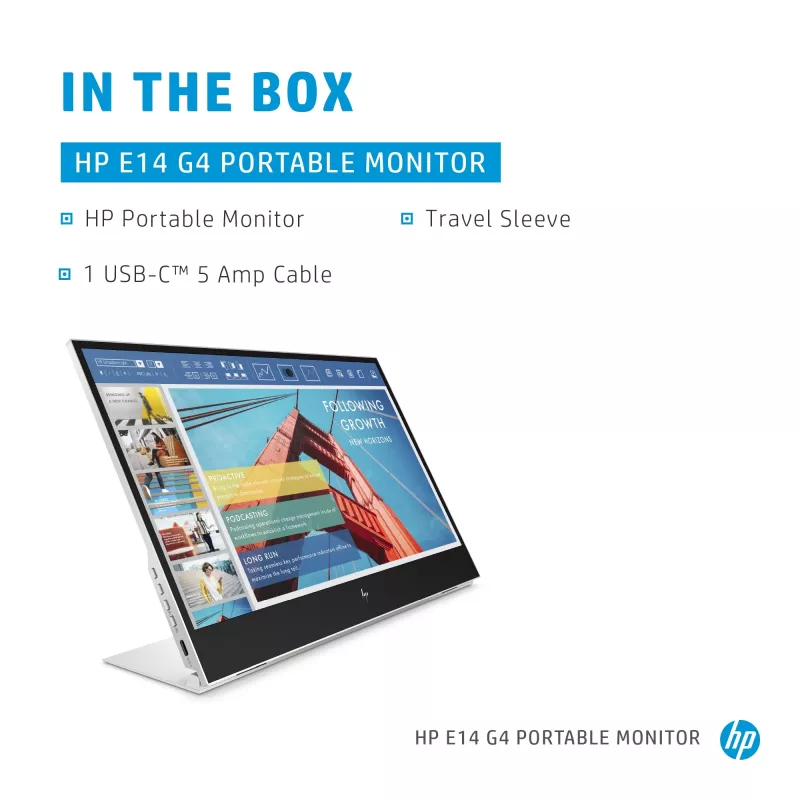 Monitor komputerowy HP E-Series E14 G4 35,6 cm (14 cali) 1920 x 1080 pikseli Full HD LED Biały