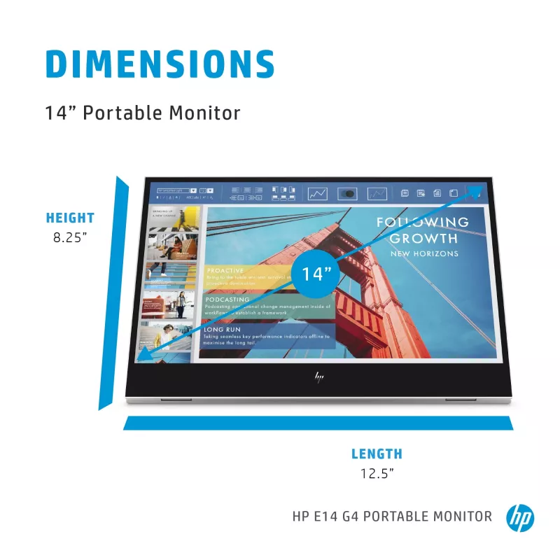 Monitor komputerowy HP E-Series E14 G4 35,6 cm (14 cali) 1920 x 1080 pikseli Full HD LED Biały