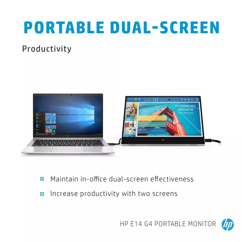Monitor komputerowy HP E-Series E14 G4 35,6 cm (14 cali) 1920 x 1080 pikseli Full HD LED Biały