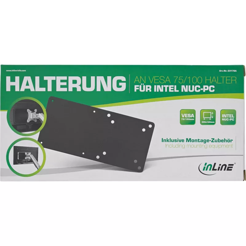 Płytka montażowa InLine 23176A kompatybilna z VESA 75/100 do Intel NUC
