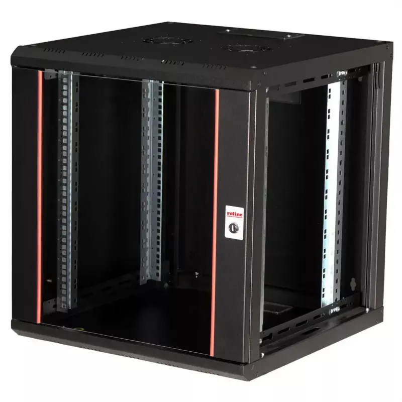 Szafa wisząca ROLINE Pro 12U 19 cali, 600x600 mm, czarna, IP20, zamek na klucz