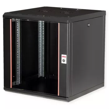 Szafa wisząca ROLINE Pro 12U 19 cali, 600x600 mm, czarna, IP20, zamek na klucz