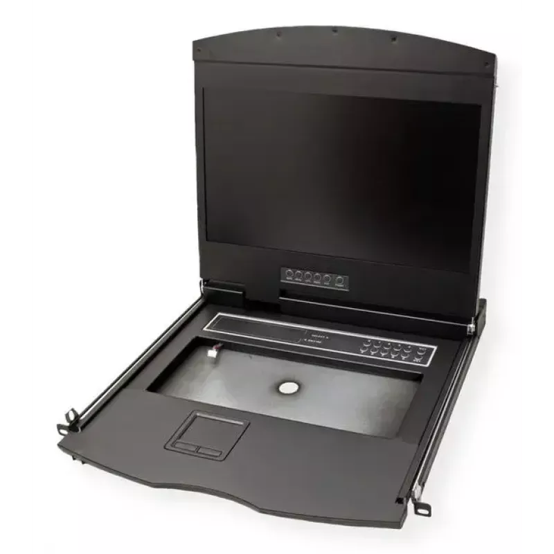 Konsola rack VALUE 26.99.0132 — 19 cali (48,3 cm) 1366×768 LCD, 1U, klawiatura szwajcarska, czarna