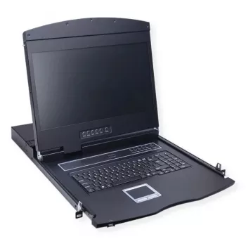 Konsola rack VALUE 26.99.0132 — 19 cali (48,3 cm) 1366×768 LCD, 1U, klawiatura szwajcarska, czarna