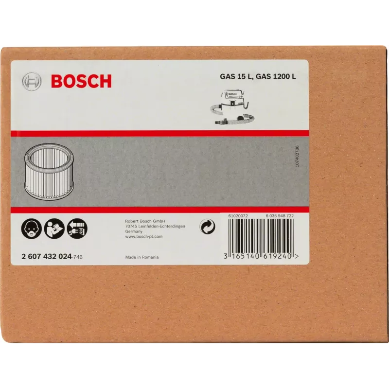 Bosch 2 607 432 024 akcesorium/część do odkurzacza Filtr do odkurzacza beczkowego