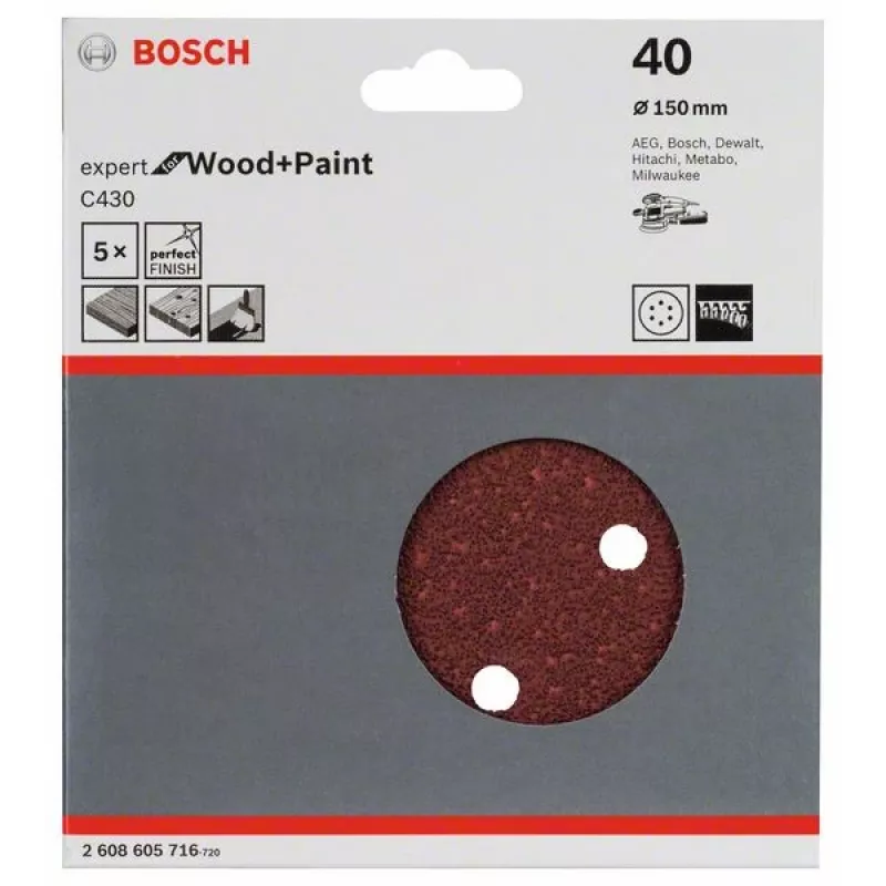 Bosch 2 608 605 716 manual sanding supply Sanding sheet P40 5 szt.