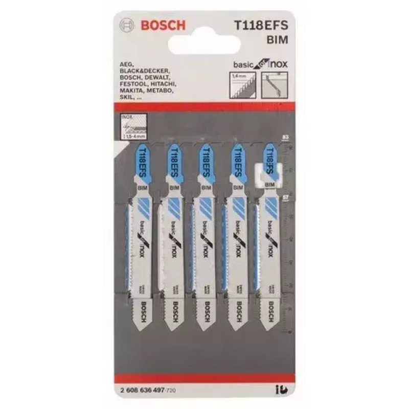 Bosch 2 608 636 497 brzeszczot do wyrzynarek/pił szablastych/pił tarczowych Brzeszczot do wyrzynarki Bimetal 5 szt.