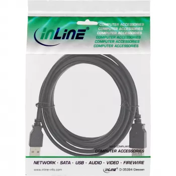 Przedłużacz USB 2.0 Typ A męski/żeński InLine 34618B 1,8 m czarny