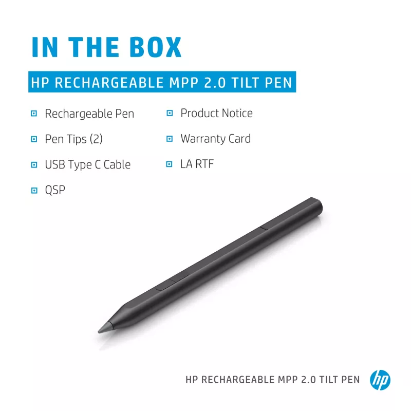 HP Rechargeable MPP 2.0 Tilt Pen (czarny), Laptop, HP, czarny, 1 miesiąc(y), Chiny, Dom