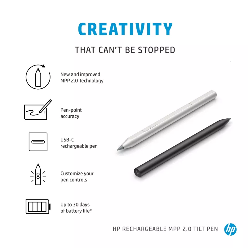 HP Rechargeable MPP 2.0 Tilt Pen (czarny), Laptop, HP, czarny, 1 miesiąc(y), Chiny, Dom