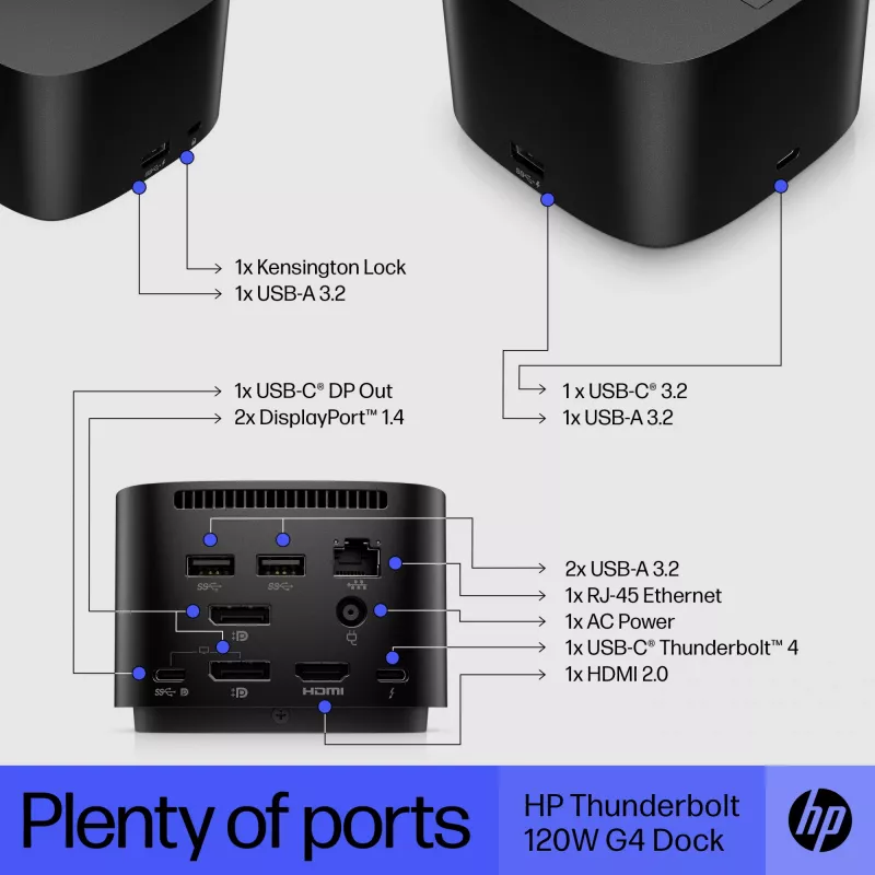 HP Thunderbolt Dock 120W G4 Wired Docking Station Czarny