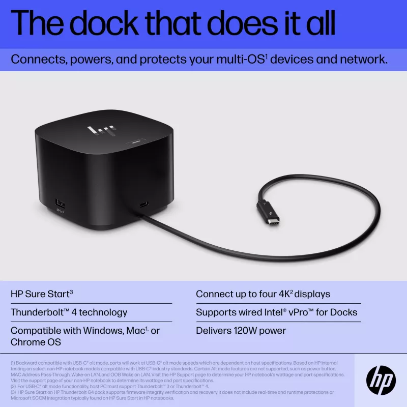 HP Thunderbolt Dock 120W G4 Wired Docking Station Czarny