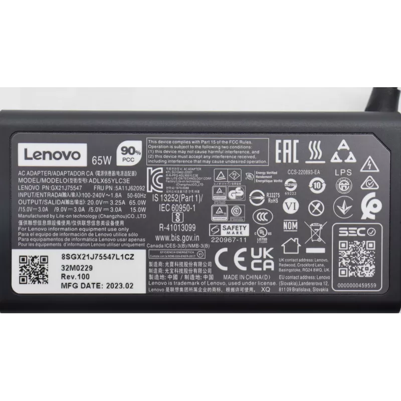 Zasilacz Lenovo 65W ładowarka USB-C 5A11J62092 do laptopów i urządzeń USB-C