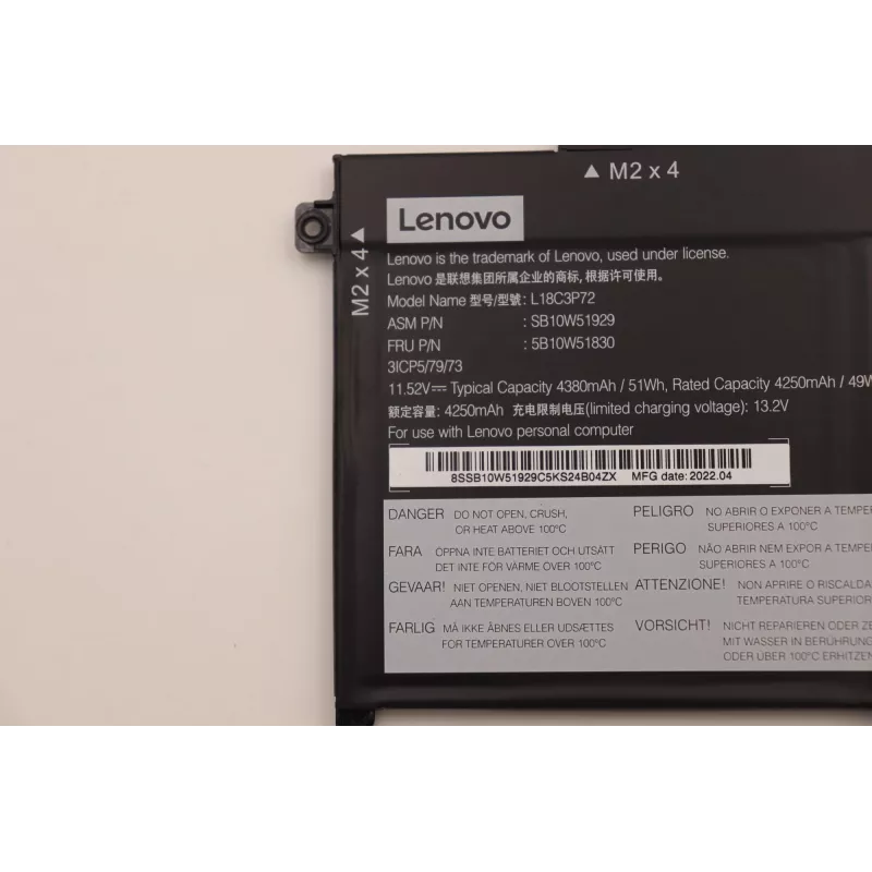 Wewnętrzna bateria litowo-jonowa do laptopa Lenovo 50Wh 5B10W51830