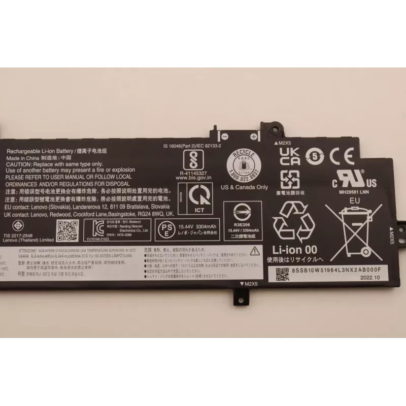 Bateria do laptopów Lenovo 5B10W51863 — litowo-jonowa 52,5 Wh / 3400 mAh, wewnętrzna, czarna