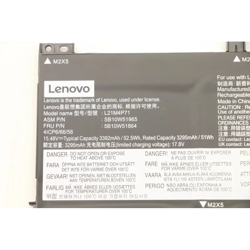 Wewnętrzna bateria litowo-jonowa Lenovo 5B10W51864 3,7 V 2600 mAh zamienna do zgodnych laptopów Lenovo