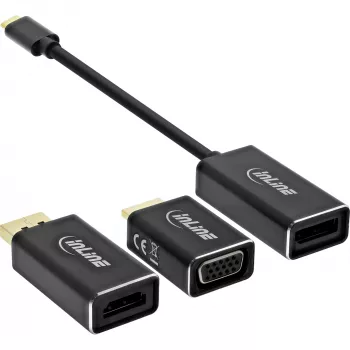 Zestaw konwerterów wyświetlacza InLine USB 6-w-1, 4K/60Hz czarny