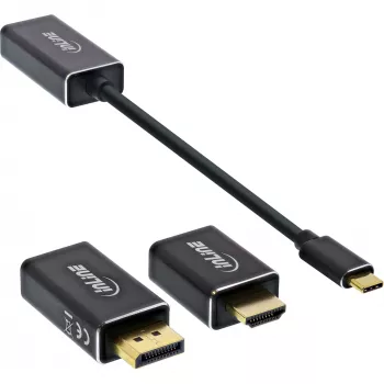 Zestaw konwerterów wyświetlacza InLine USB 6-w-1, 4K/60Hz czarny